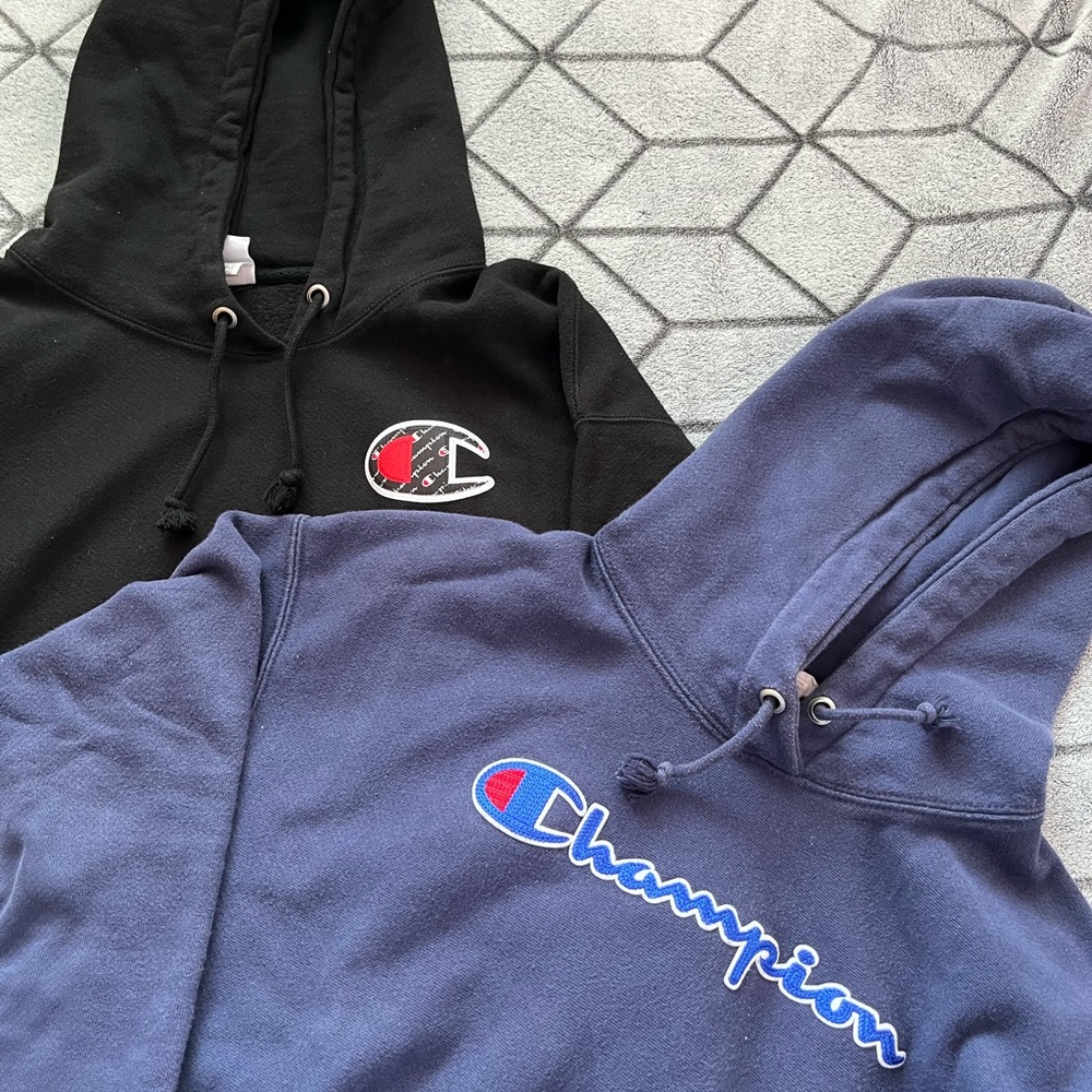 two reverse weave champion hoodie